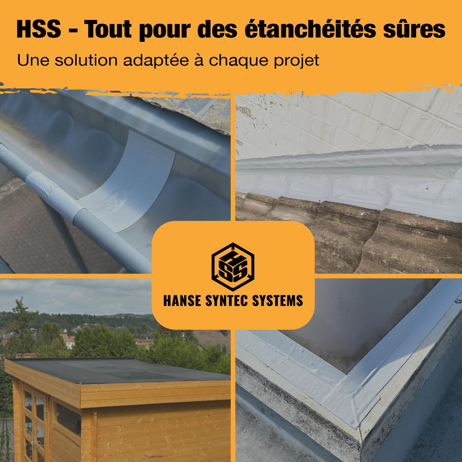 HSS - Cinta adhesiva adhesiva para techos y canalones (100 mm/5 m), resistente al agua y a los rayos UV
