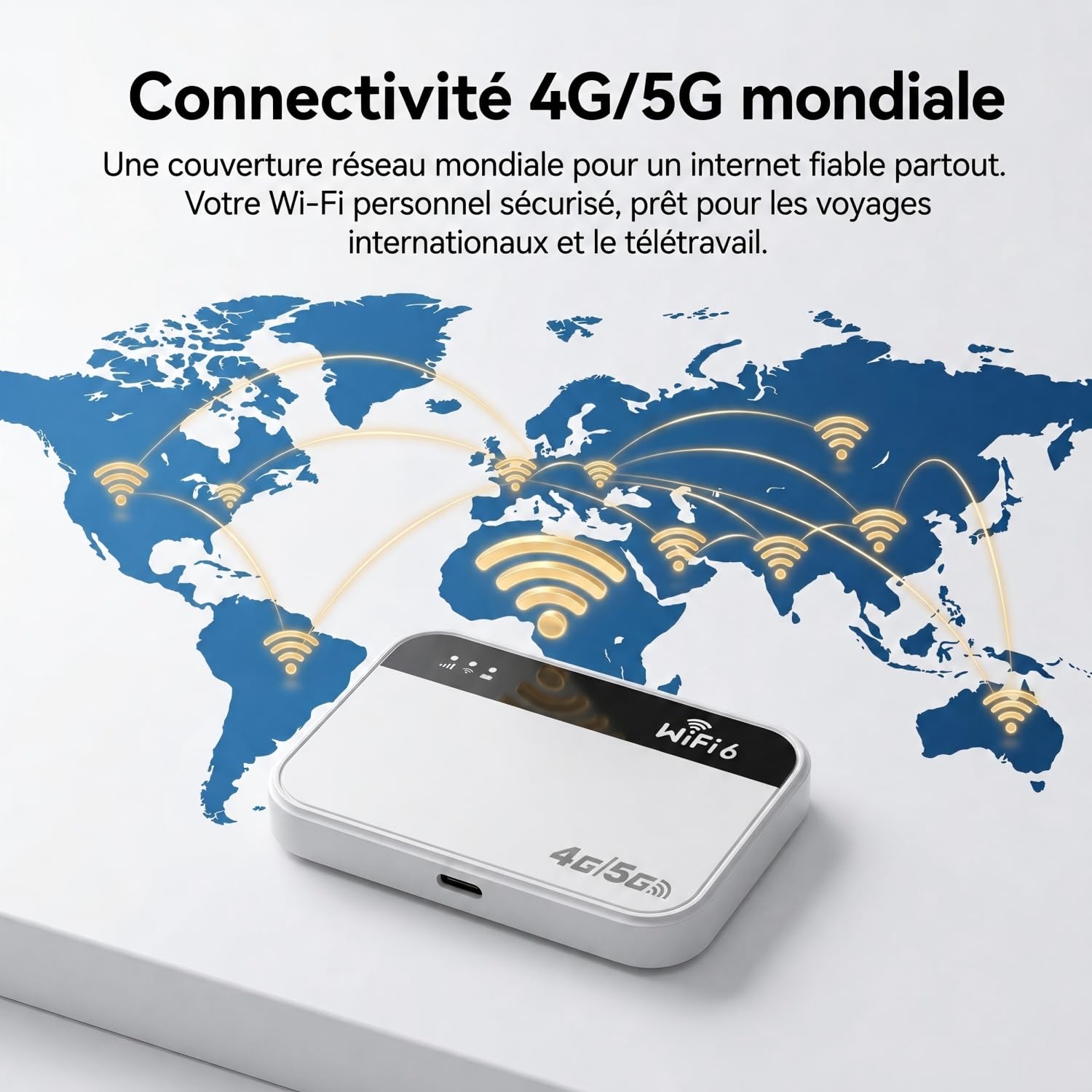 Routeur 5G Portable Modem Déverrouillé 3000mAh Wi-Fi 10 Appareils WPA3 Nano SIM