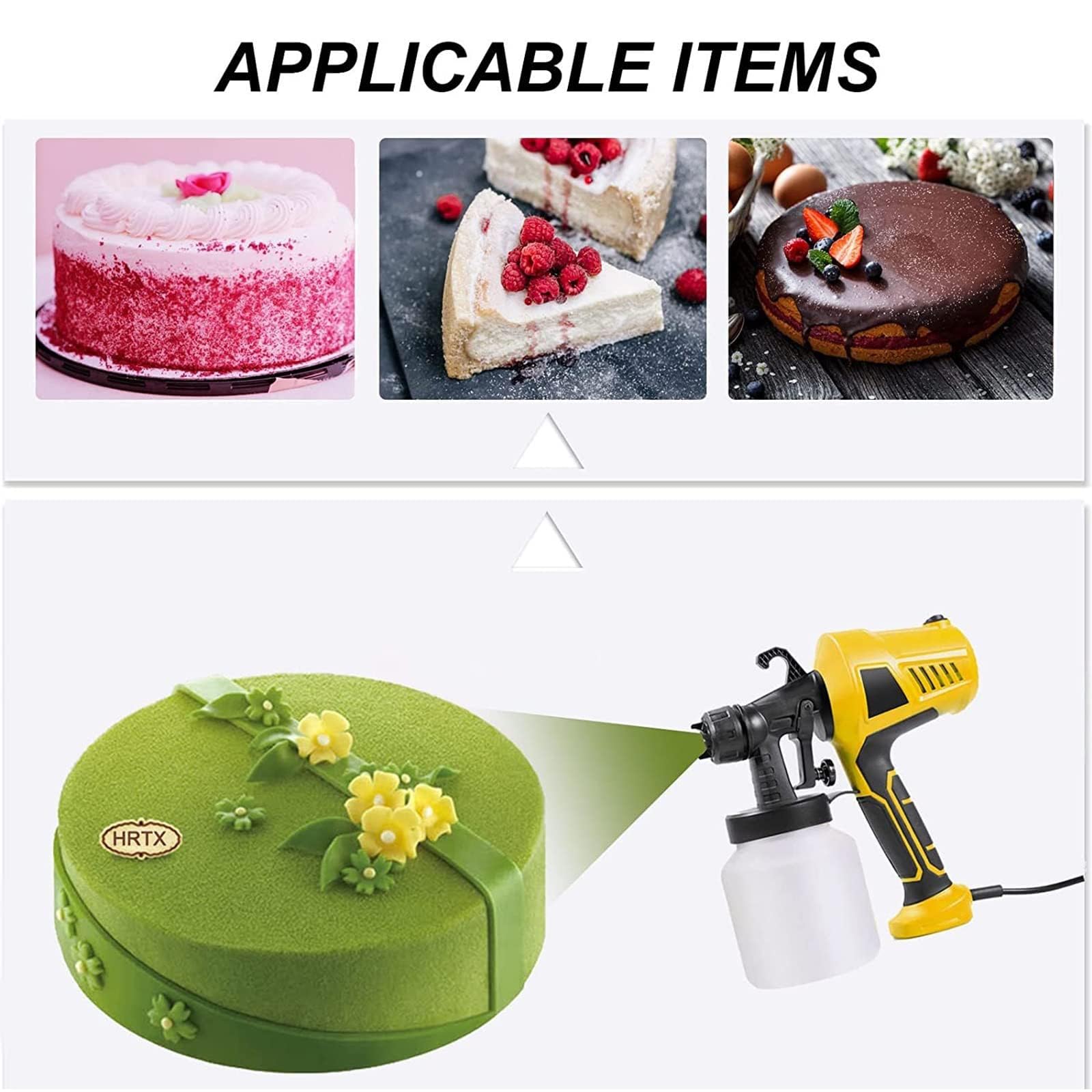 Pistola Pulverizadora De Chocolate De 500 W, Kit De Pistola Pulverizadora para Decoración De Pasteles, Flujo Ajustable/3 Modos De Pulverización, Extraíble, para Decorar Pasteles,Orange