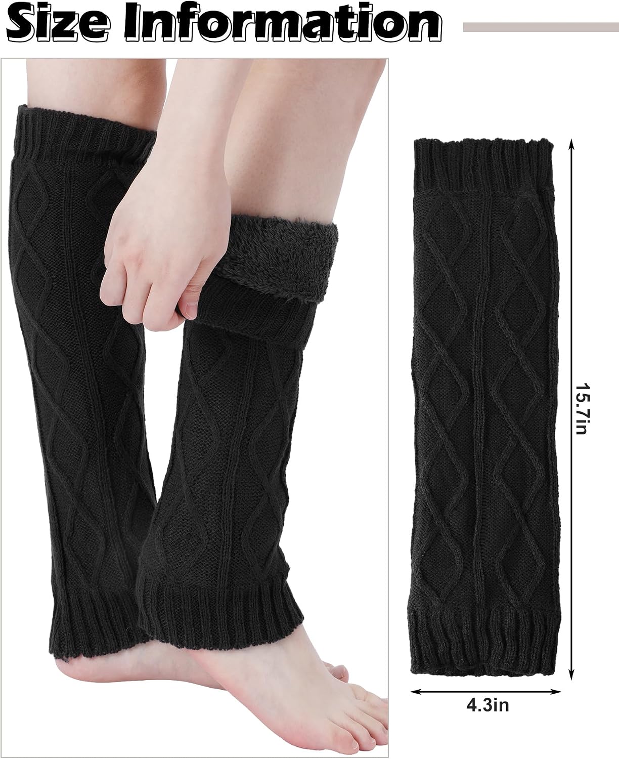 Shihanee 4 Pairs Fleece Lined Leg Warmer Thermal Comfortable Skating Leg Warmer Long Boot Socks Winter Skating Gift for Women