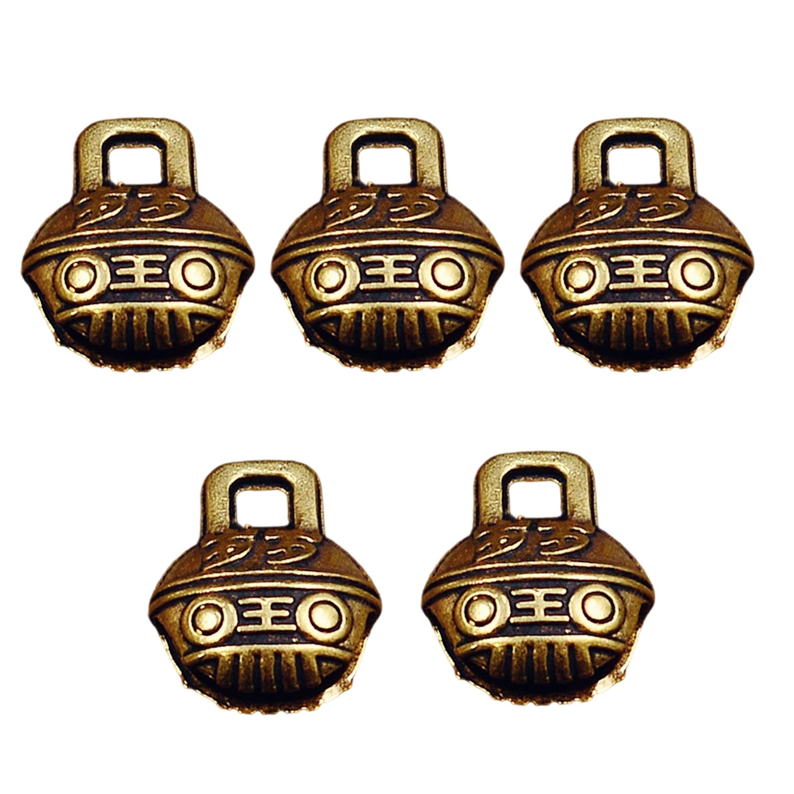 Customizable Copper Joyful Prosperity Bells Charm Set Vintage Jewelry Findings for Necklace Accessories Copper Bells Charm Pendant