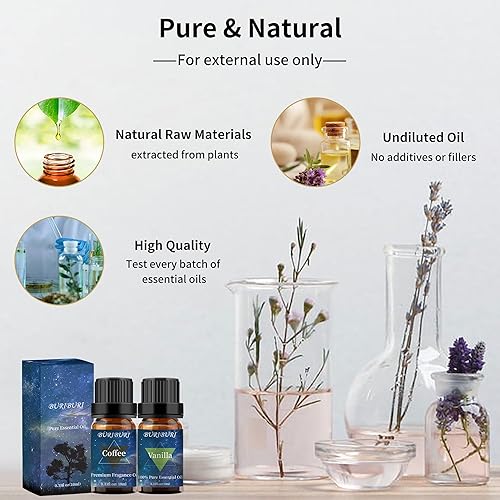 Miniatura 97 de BURIBURI Aceite esencial de rosa y jazmín, 2 piezas, 100% puro, juego de regalo de aceite esencial de rosa para aromaterapia, difusor, masaje