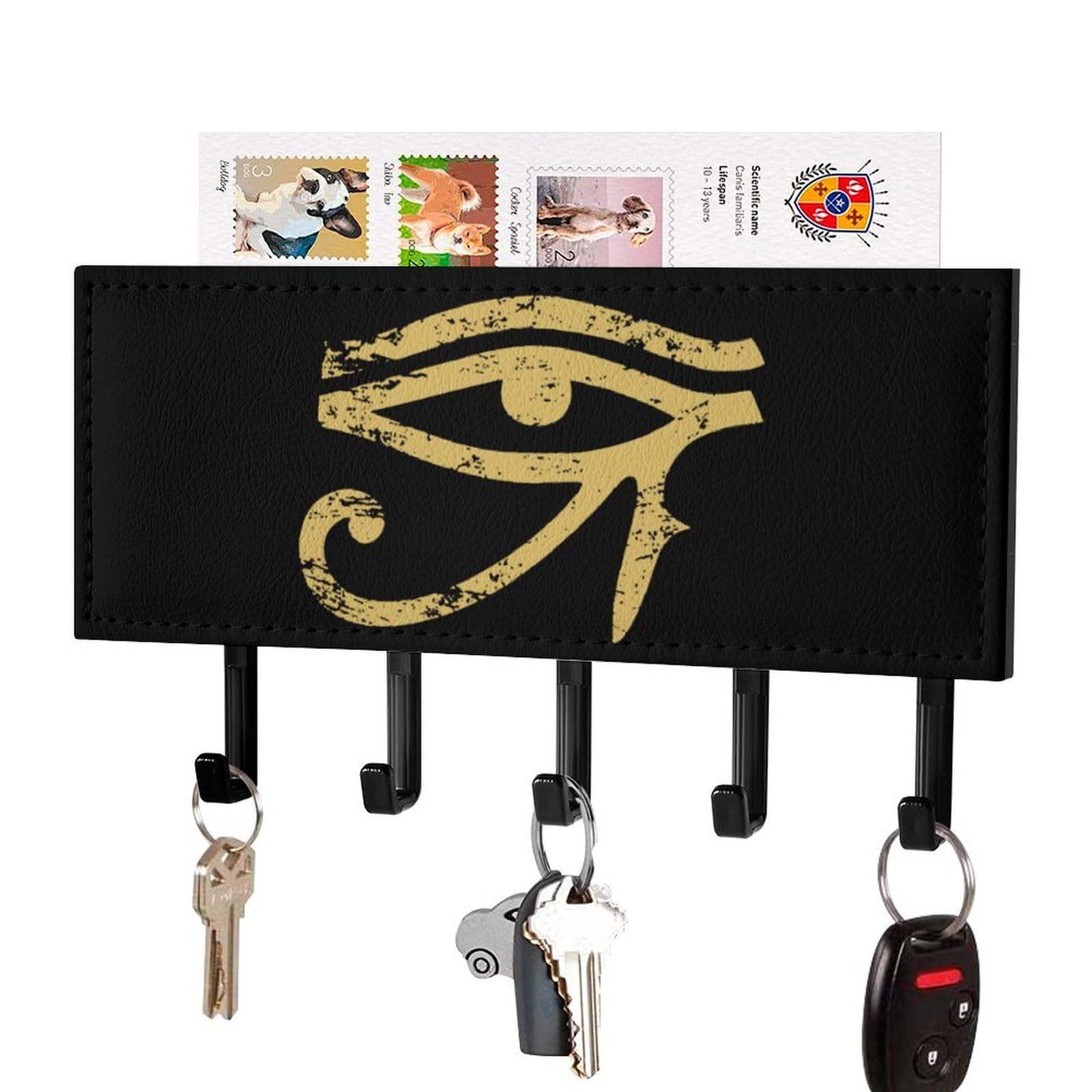 NCLQVJXZKHW Egyptian Eye of Horus Key Holder with 5 Hooks Key Hooks Wall Mounted Key Racks Key Hanger Organiser Shelf