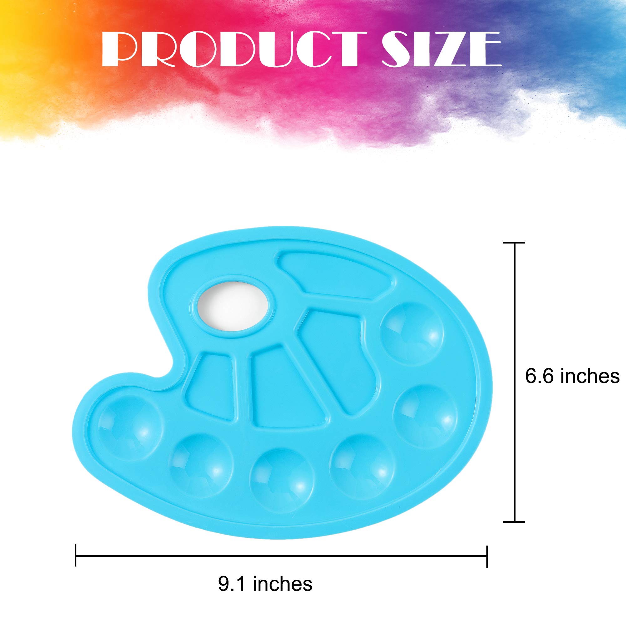 Artllon 6 Palette Miste Per Pittura Con Foro Pollice - 10 Pozzetti, Plastica Atossica (23x16,8cm, 4 Colori)