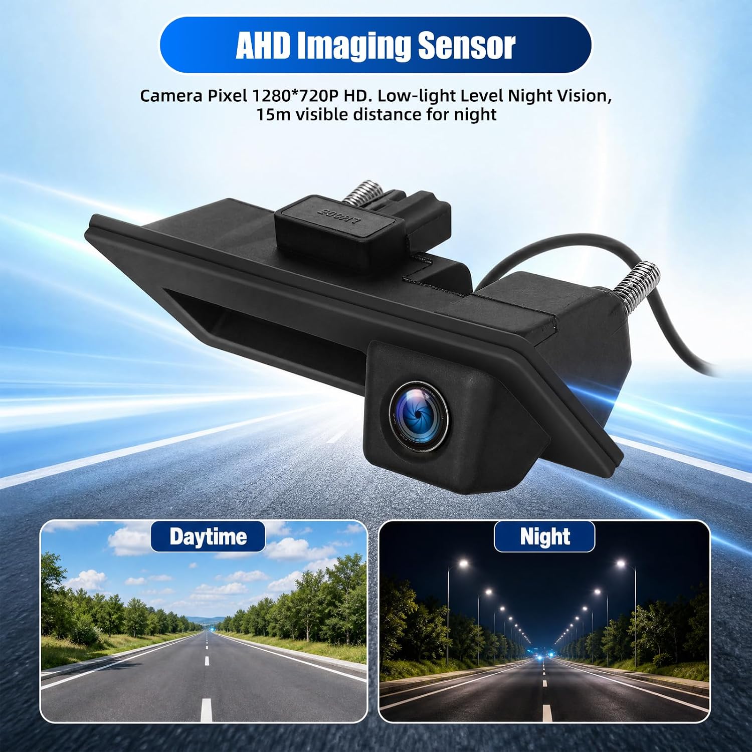CAMECHO Night Vision 170° Rear View Camera for VW Audi Tiguan Passat Q3 A3, Reversing Camera with HD/CVBS IP67, Boot Opening for VW Audi Q5 Touareg A4L A6L image 3