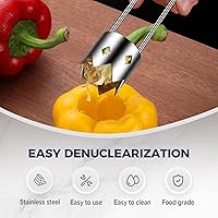 Vista 5 de Removedor de semillas de pimiento rojo, herramienta de descorazonado de frutas y verduras de acero inoxidable, 1 pieza