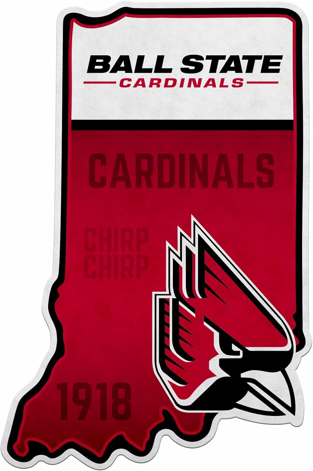 Rico Industries NCAA Ball State Cardinals State Shape Cut Pennant - Home and Living Room Décor - Soft Felt EZ to Hang