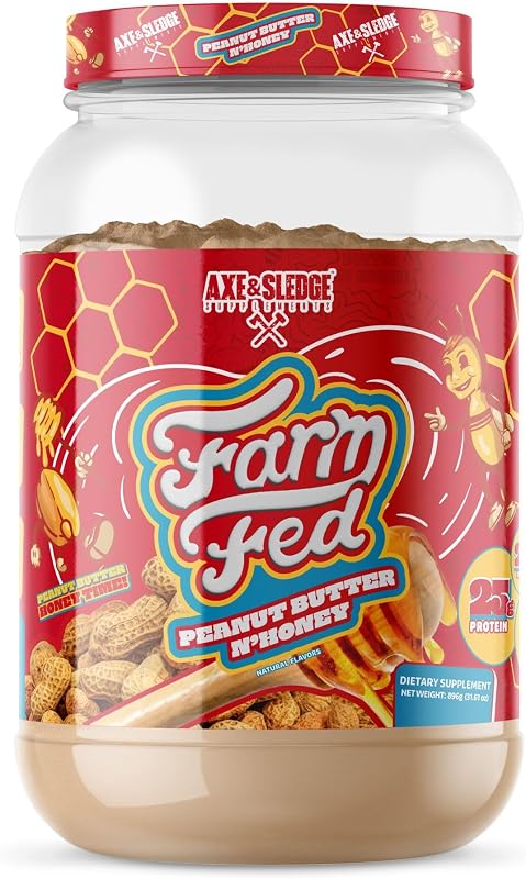 Axe & Sledge Farm Fed 100% Whey Protein Isolate | 25g Protein | Low Carb, Low Sugar, Gluten Free | Protein Powder for Men and Women | Keto | Made in the USA | 28 Servings, Peanut Butter N' Honey