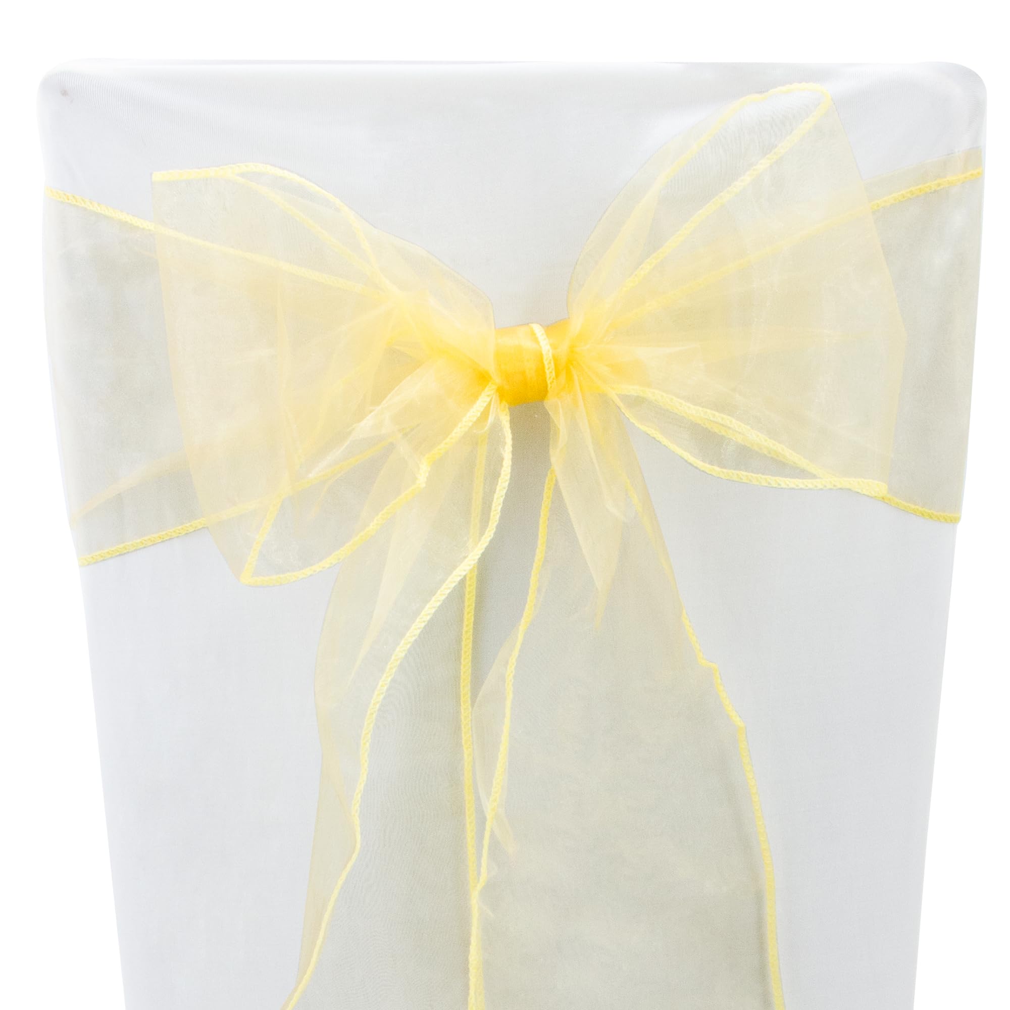 Time to Sparkle 80PCS 17x280cm Organza Chair Sashes Wider Fuller Cover Party Decoration Bow Sashes for Wedding -Yellow Gold