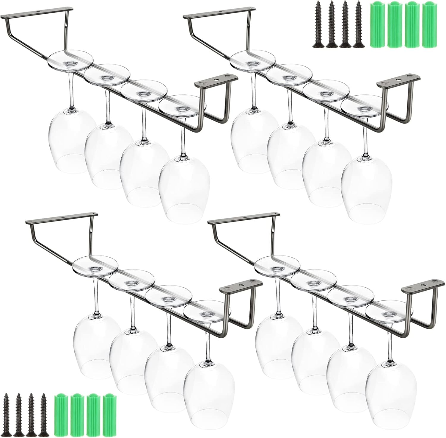 YOUNTHYE 4Pack Wine Glass Rack Stainless Steel Wine Glass Holder