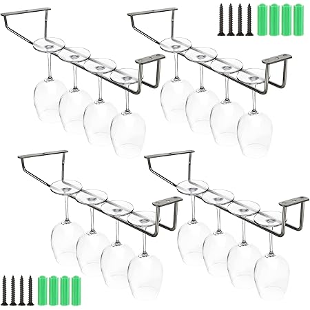YOUNTHYE 4Pack Wine Glass Rack Stainless Steel Wine Glass Holder ...