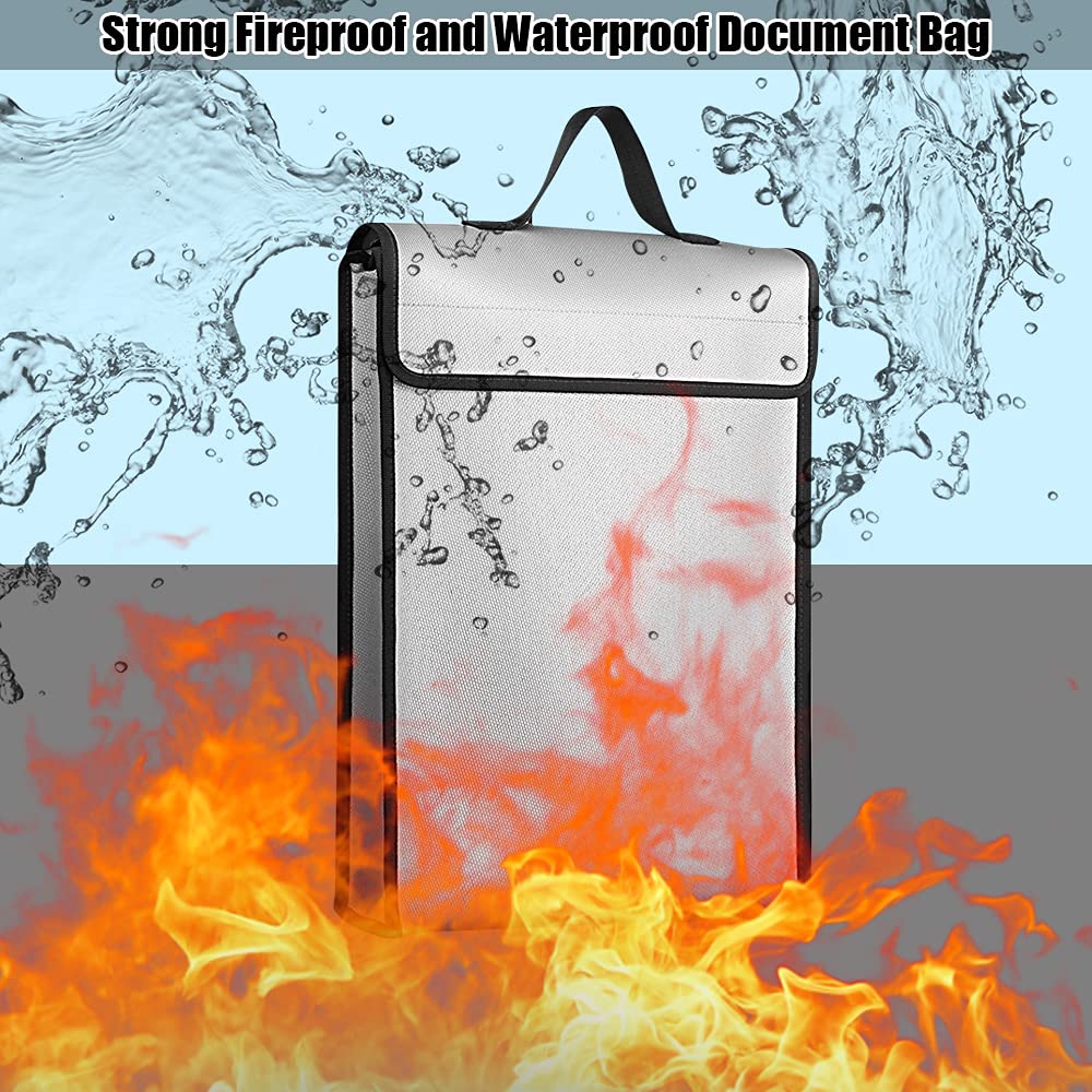 Borsa portadocumenti ignifuga - Materiale in silicone liquido impermeabile, resistente al calore fino a 1200℃, grande capacità di archiviazione per file, contanti, passaporti
