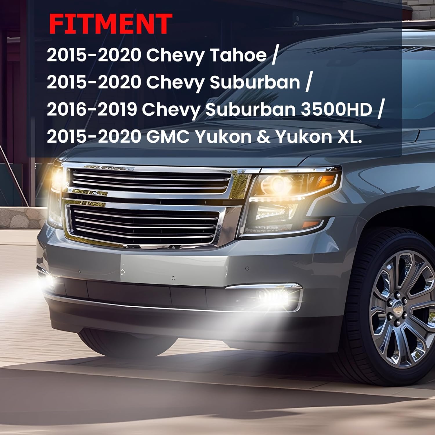 LED Fog Lights Fit For 2015-2020 Chevy Tahoe Suburban & Suburban 3500HD GMC Yukon & Yukon XL Front Bumper Driving Fog Lamps