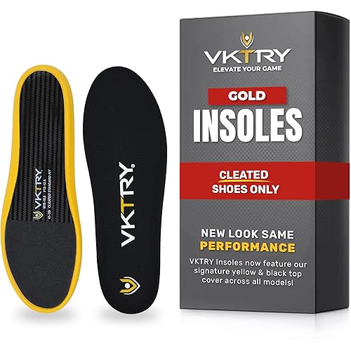 VKTRY Gold for Cleated Shoes - Carbon Fiber Performance Insoles - Customized Athletic Inserts for Soccer & Track | Shock Absorption, Run Fast, Jump High, US: Men 10-10.5, Women 12-12.5, 121-170lbs