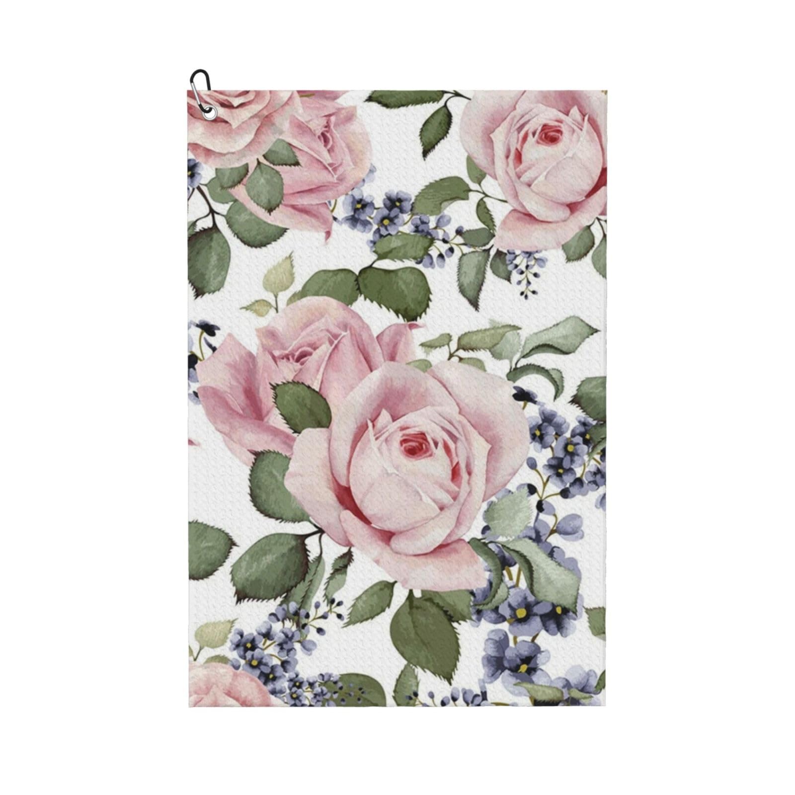 Hnnkloy Flourishing Pink Rose, 16x24 in Portable Waffle Golf Towels with Carabiner Clip for Golf Bag