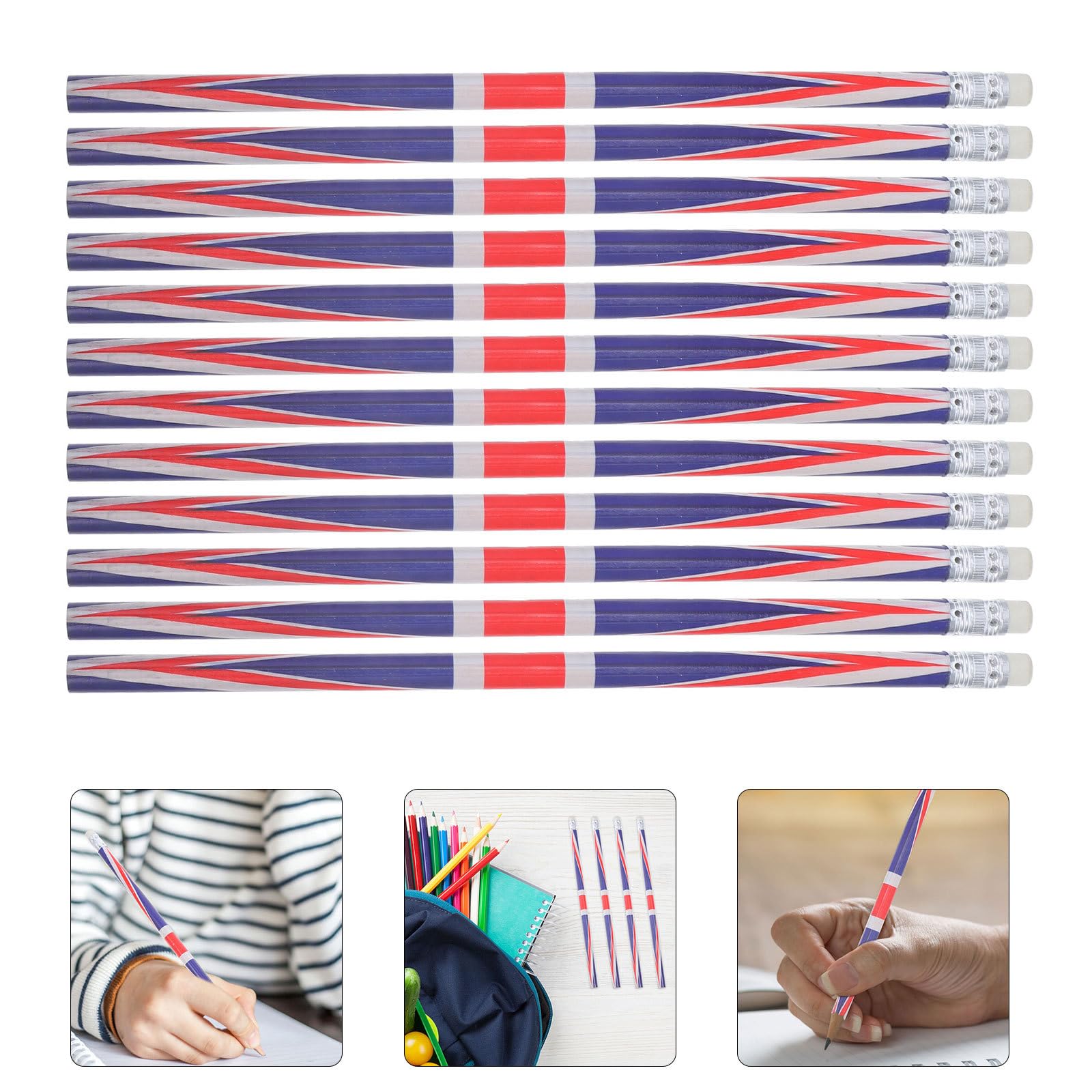 Crayons à Papier Motif Drapeau Britannique Lot de 60 Crayons Multifonctions en Bois Gomme pour Dessin et Écriture Usage Scolaire et Bureau pour Étudiants et Professionnels