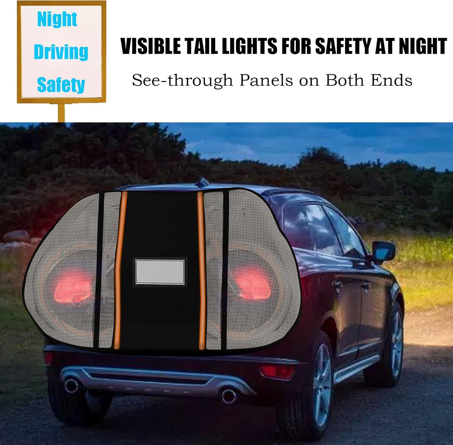 Bike Cover for Transport On Rack, Waterproof Bike Cover for Transport 1,2 Bikes on Car Rear, with Two Elastic straps and Reflective Strips, Visible tail lights,80"L x 36"W x 18"W x 50"H