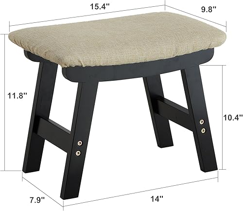 Miniatura 3 de Taburete para pies, reposapiés otomano, taburete de bambú debajo del escritorio, taburete pequeño para sala de estar, dormitorio y cocina (patas