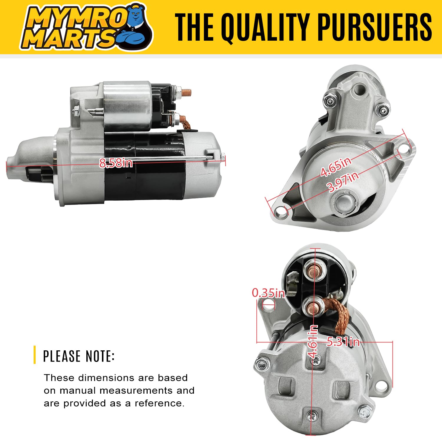 MYMRO 12V 9T Starter Motor 1G023-63010 1G023-63011 67980-31151 for Kubota Lawn Tractor F2260-R F2560-E F2560-R F3060-R, for Kubota Engines D722 D782