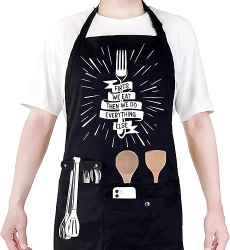 Delantales divertidos para hombres con 4 bolsillos espaciosos - Regalos perfectos para hombres - Delantales de cocina a la parrilla, barbacoa chef