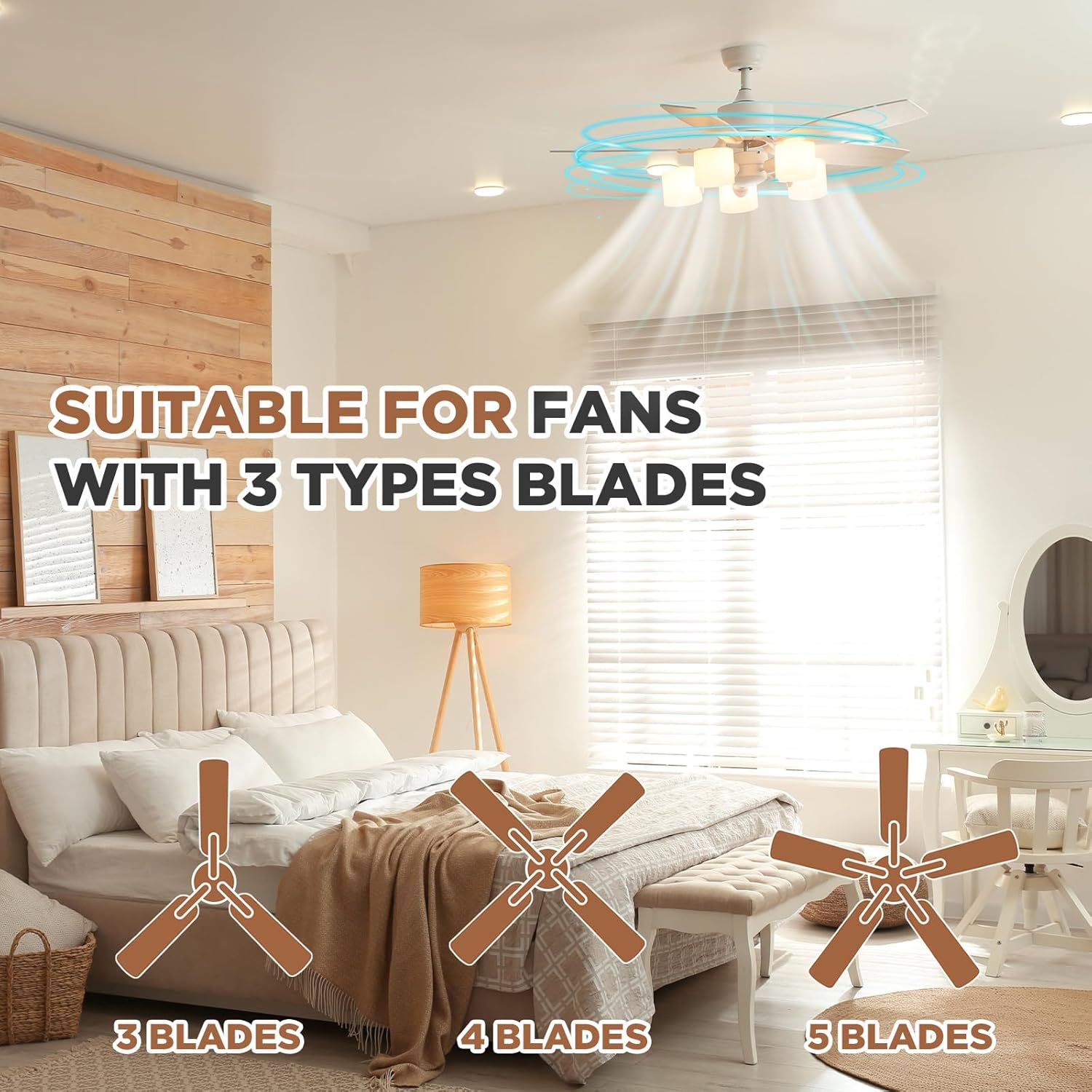 10 Pcs 52 Inches Summer Replacement Ceiling Fan Blade Arms with Mounting Hardware for Replacing Worn Broken Fan Blades Repair (White)