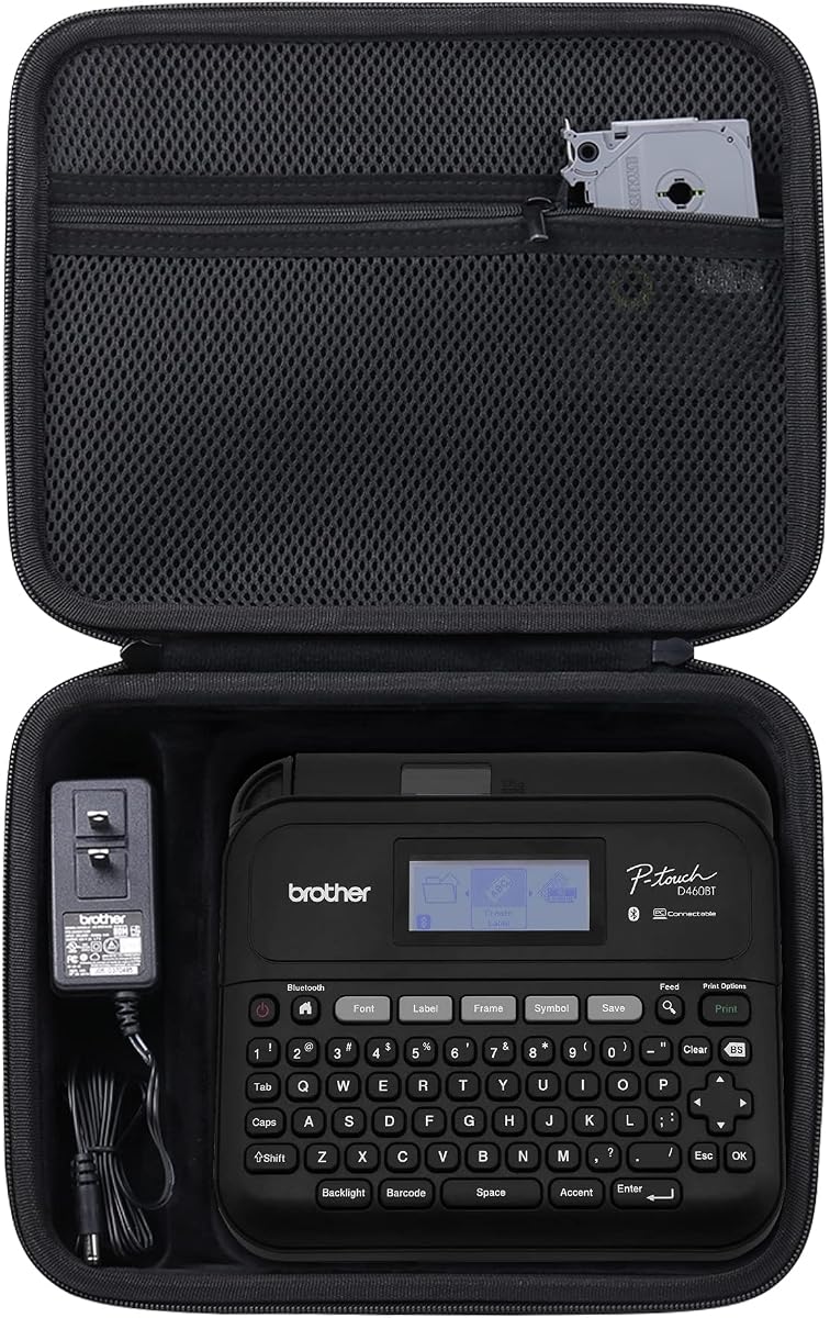khanka Hard Travel Case for Brother P-Touch Pt-d400 PTD400AD,Black 2 | EVA Hard Shell, Mesh Pocket Accessory Storage, Impact Resistant Protection, Water Resistant Protection, Protective Case Only