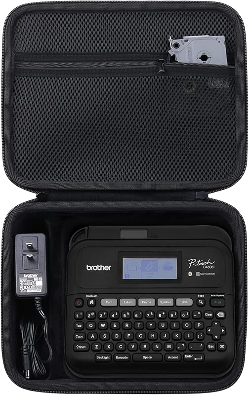 khanka Hard Travel Case for Brother P-Touch Pt-d400 PTD400AD,Black 2 | EVA Hard Shell, Mesh Pocket Accessory Storage, Impact Resistant Protection, Water Resistant Protection, Protective Case Only