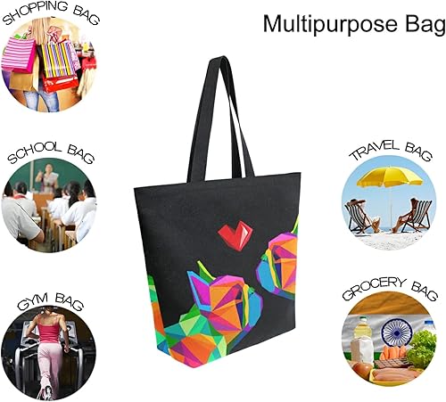 Vista 96 de ALAZA Bolsa de lona grande reutilizable con asas, resistente, lavable, Multi 19