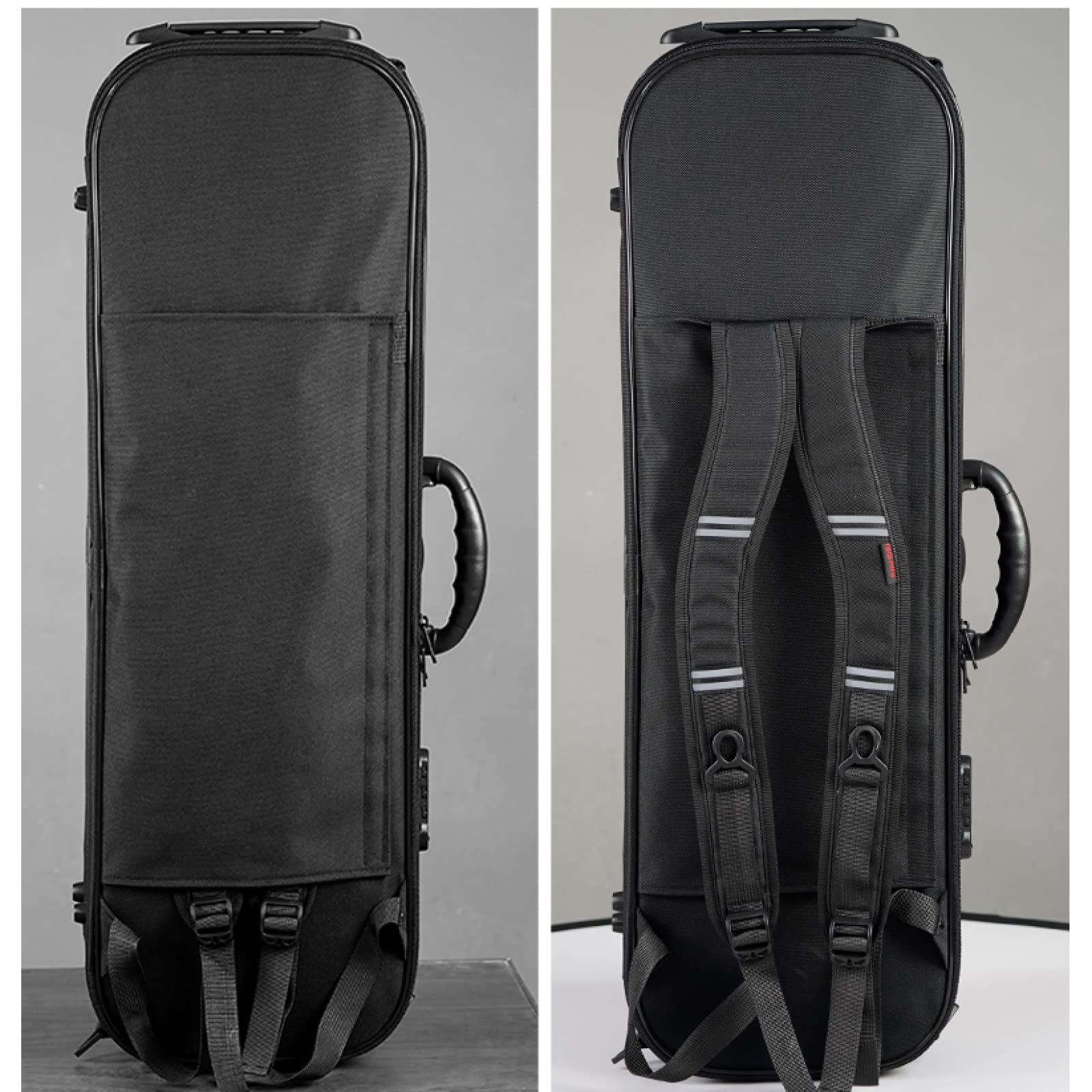 Estuche para Violín de Tamaño Completo 4/4 Professional, con Higrómetro Paño Oxford Estuche para Violín Fuerte con Bloqueo de Contraseña y Correas para Mochila,Red