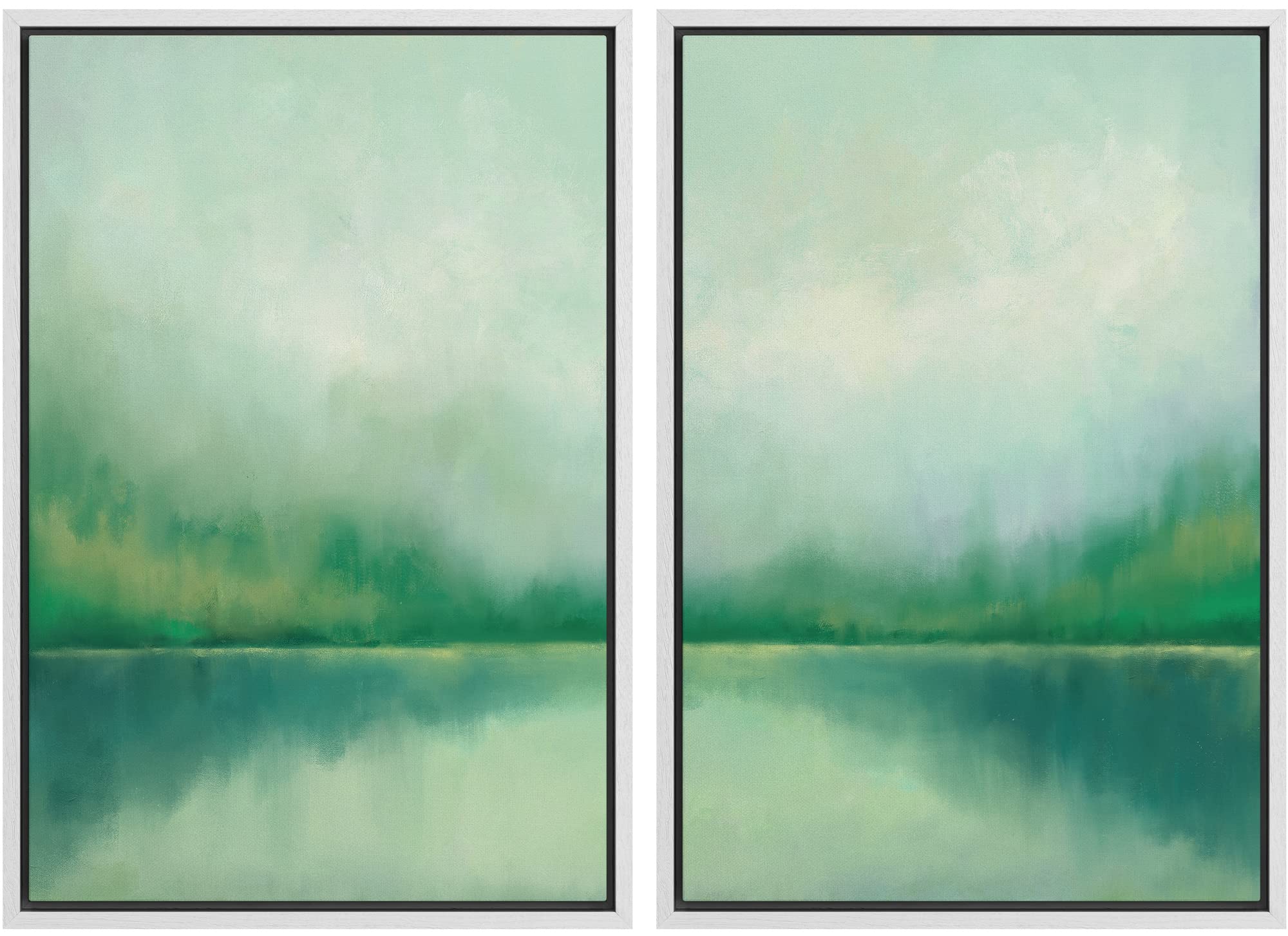 MUDECOR Framed Canvas Print Wall Art Set Watercolor Pastel Green Tan Landscape Abstract Shapes Illustrations Modern Art Decorative Contemporary for Living Room, Bedroom, Office - 16"x24"x2 Natural — view 101