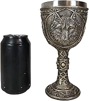 Vista 7 de Ebros Gift Tótem Spirit Wolf Grey Timberwolf Head - Copa de vino de cristal de cáliz para fiesta con acabado de bronce sintético