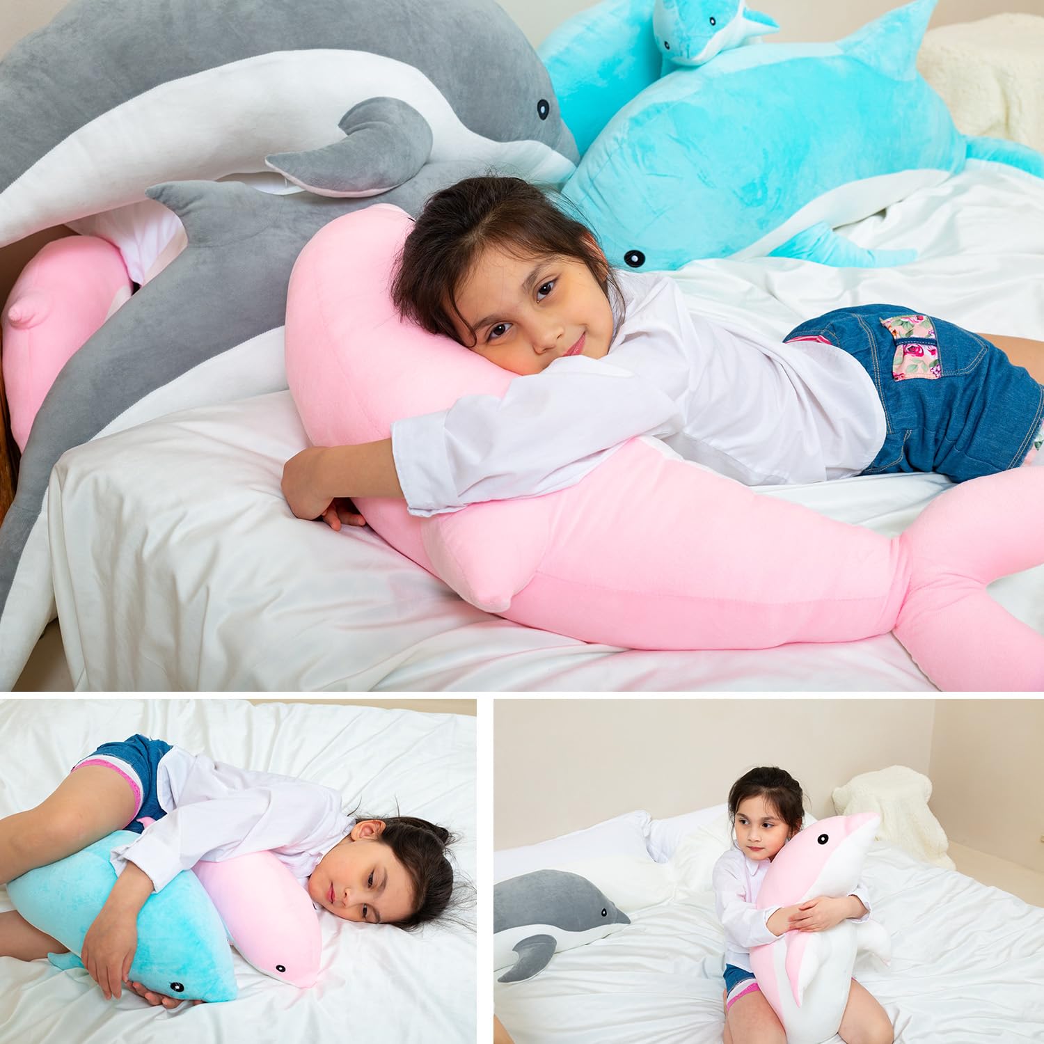 Kekeso Giocattoli Di Peluche Delfino Giocattoli Morbidi Di Peluche Che Abbracciano Il Cuscino Bambole Delfino Per Le Ragazze Dei Bambini Che Dormono Cuscino Regalo (70cm/27.55in, Rosa)