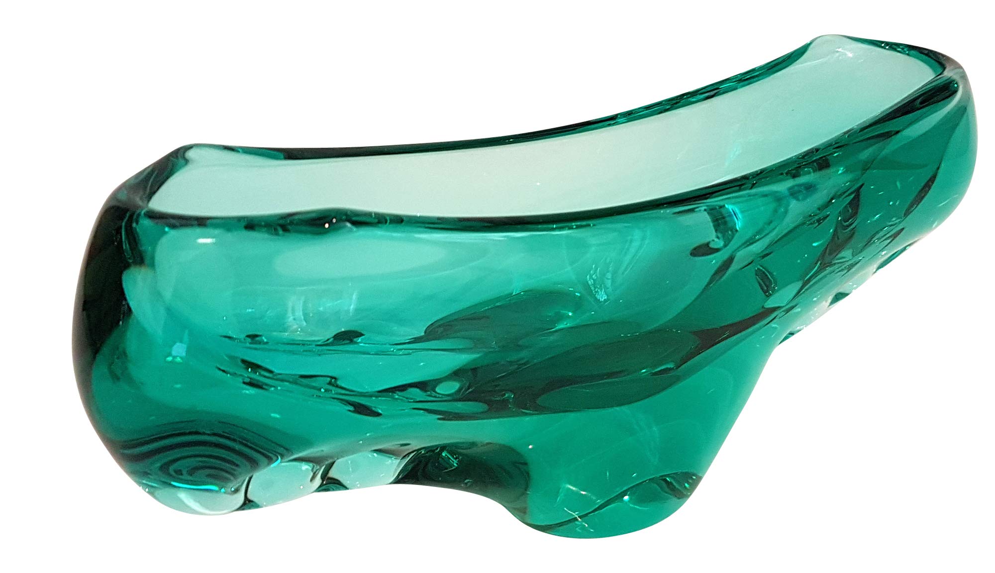 Cuenco verde moderno de cristal soplado a mano, altura aprox. 26 cm de cristal
