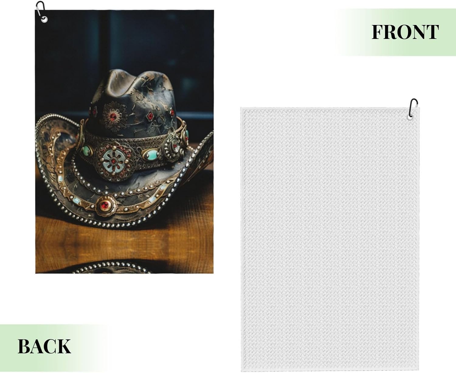 American West Rodeo Hat Print Microfiber Golf Towel with Clip Funny Golf Accessories Golf Gifts for Men Women Club Towels
