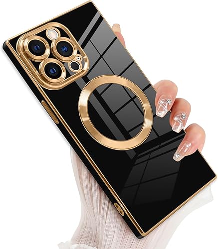 DaBuBu Funda magnética cuadrada para iPhone 15 Pro Max compatible con Magsafe protección completa de la cámara y esquinas reforzadas galvanizadas, a