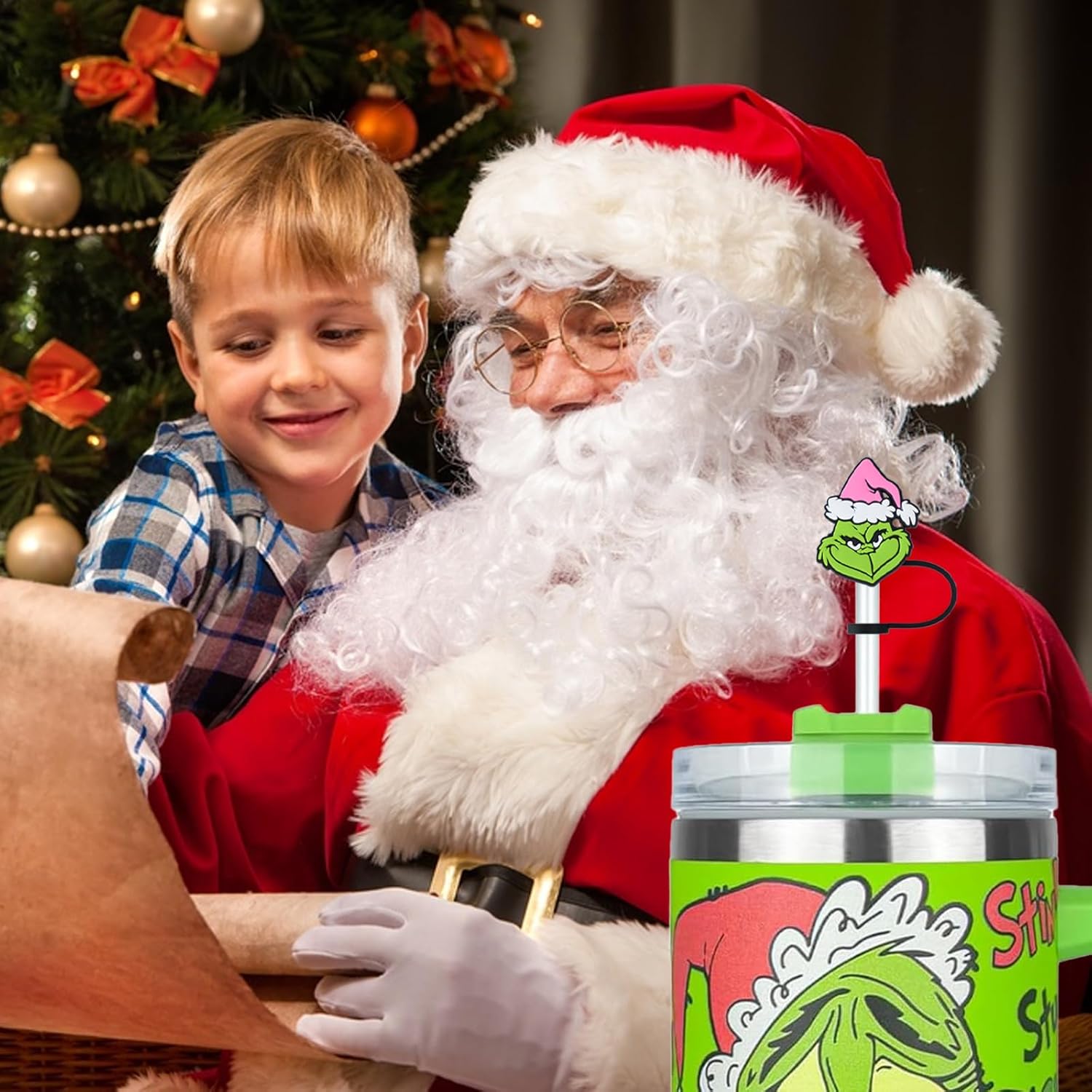 6 PCS Christmas Straw Cover Cap for Stanley Cup，Xmas Straw Toppers Compatible with Stanley 30&40 Oz Tumbler，Reusable Silicone Straw Tips Lids for Stanley Cup Accessories - Image 6