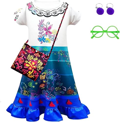 Magwei Encanto Mirabel Isabella Dress Costume For Kids Girls, Isabela Madrigal Princess Dress Cosplay Halloween Dress Up Suit