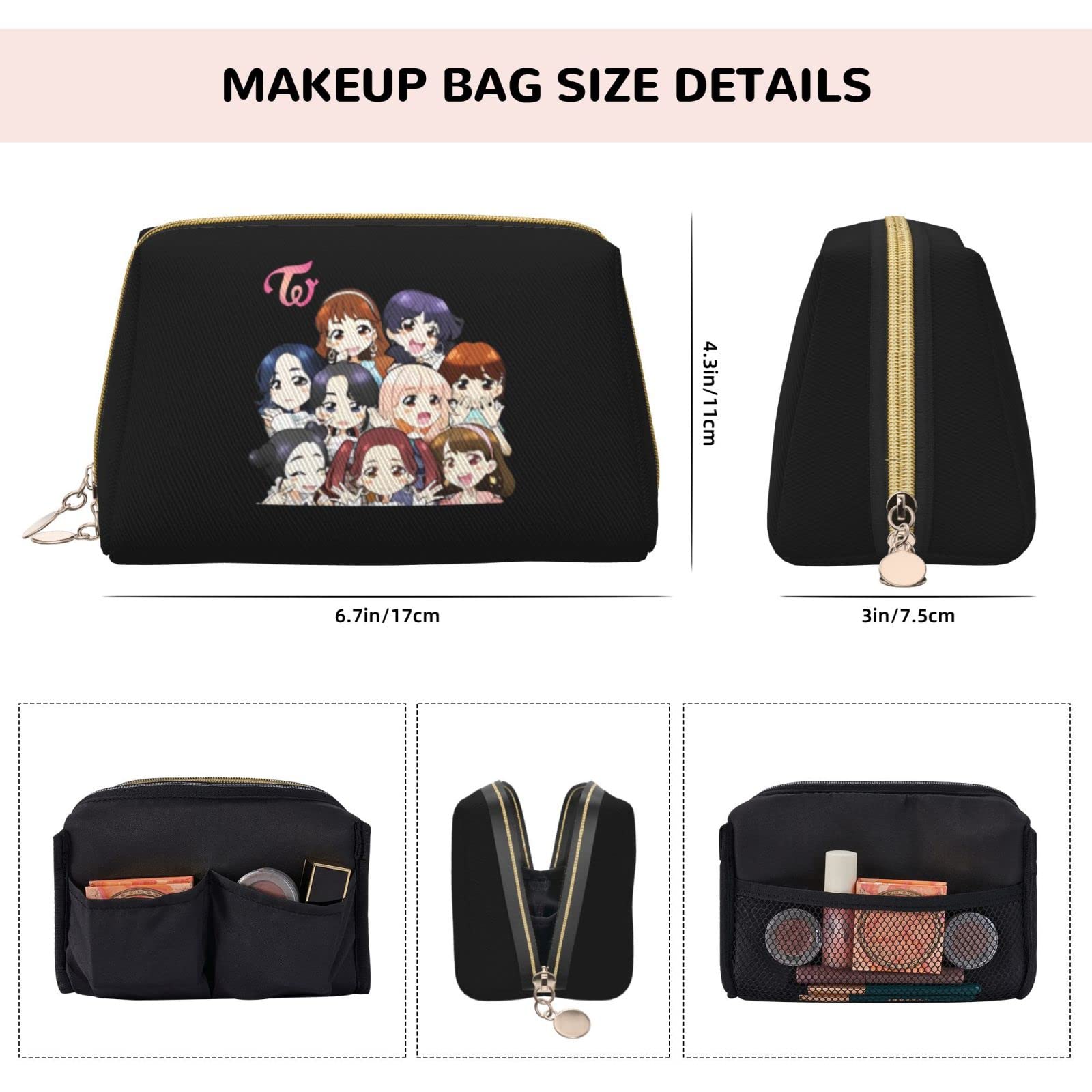 Amazon.co.jp: レザー Pu 化粧ポーチ Twice トゥワイス トラベルポーチ