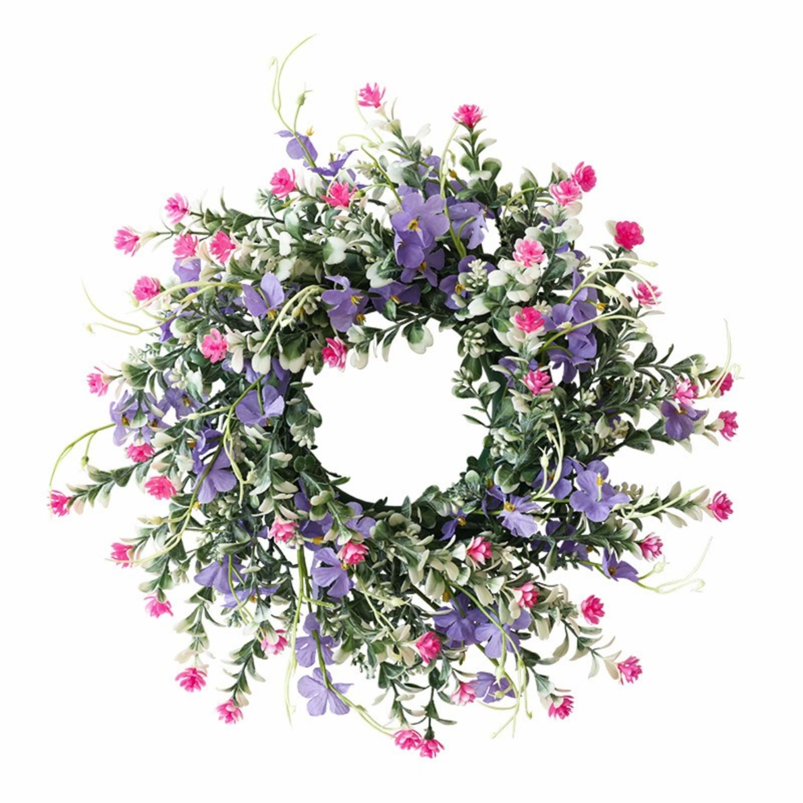 Decoratieve Krans Voor De Zomer - Gedroogde Bloemen - Moderne Deurkrans Hangkrans Droogbloem Krans Deurmuurkrans