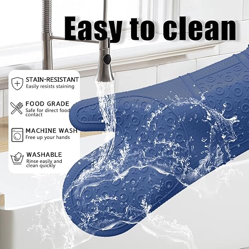Vista 49 de Guantes de horno con almohadillas calientes resistentes al calor y cinco espátulas de silicona diseñadas para cocinar en la cocina, guantes