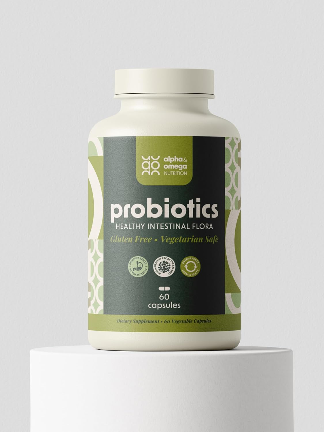 Alpha & Omega Nutrition Probiotics 15 Billion CFU, Designed for Overall Digestive Health and Supports Occasional Constipation, Diarrhea, Gas & Bloating, Immune Health - 60 Veggie Caps, 2 Mo Supply
