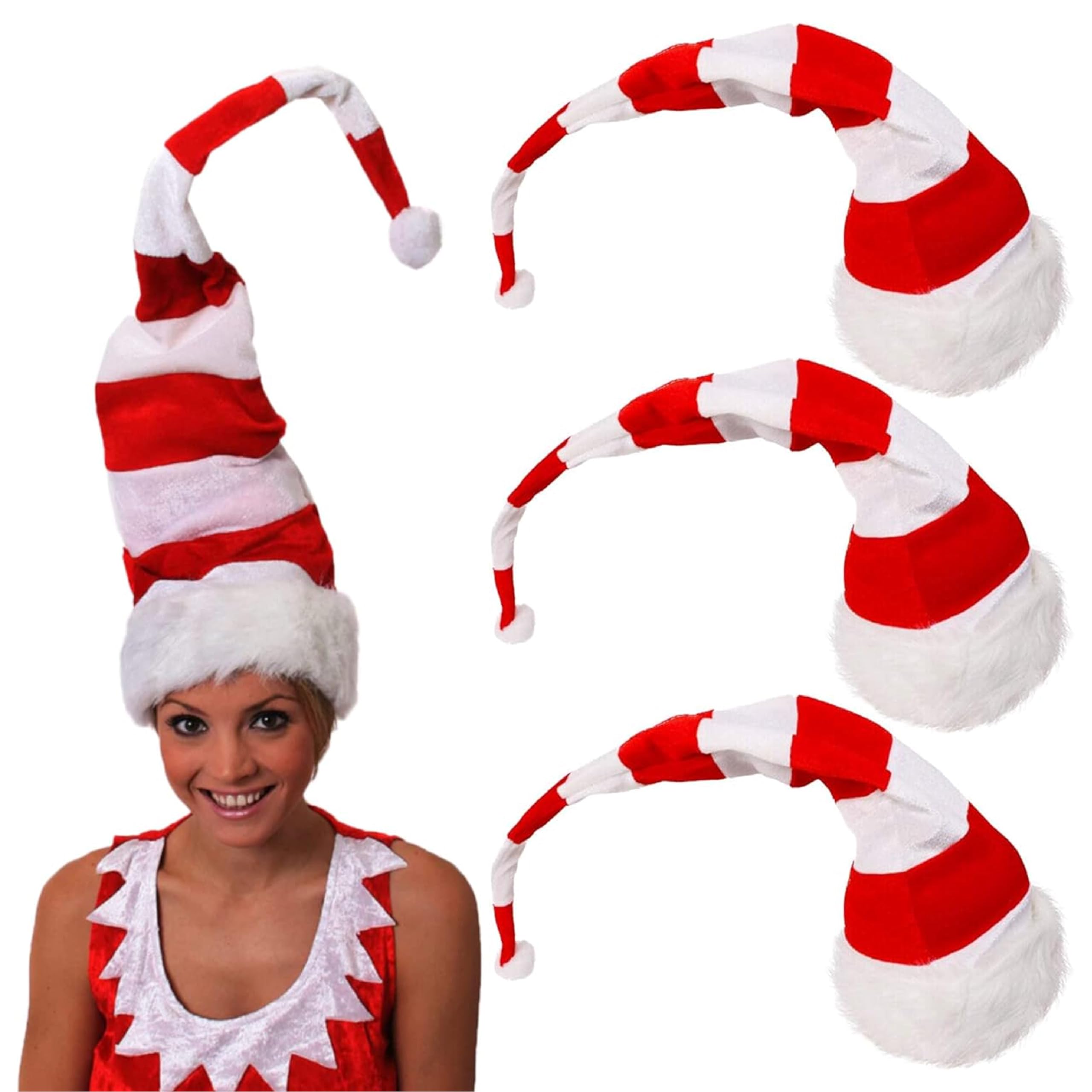 ILOVEFANCYDRESS CAPPELLO CHRITMAS A RIGHE EXTRA ALTO ROSSO E BIANCO - VARIAZIONI
