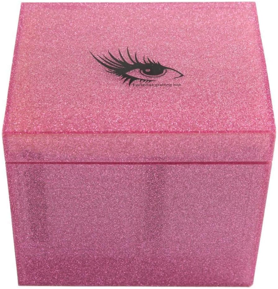 10 Layers Acrylic Eyelash Storage Box,Eyelash Holder Extension Tool,Makeup Organizer False Eyelashes Glue Pallet Holder, Grafting Eye lashes Close-Packed Display with 10 Pallets (pink)