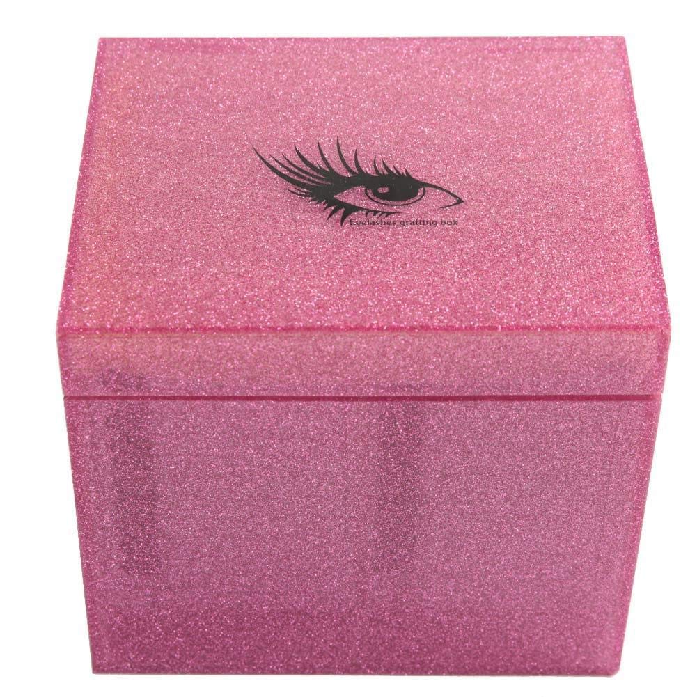 Boîte de rangement en acrylique à 10 couches pour faux cils support pour extension de cils organiseur de maquillage support pour palette de colle greffage de cils Présentoir avec 10 palettes (rose)