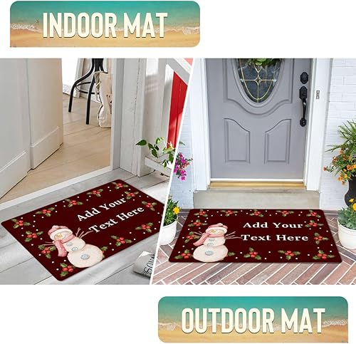 Miniatura 5 de Magimagine Tapete de Navidad personalizado con texto, tapete personalizado de bienvenida para puerta delantera, entrada interior, decoración de