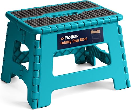 Flottian Taburete plegable de 11 pulgadas para adultos y niños con capacidad para hasta 300 libras, taburetes plegables antideslizantes con mango