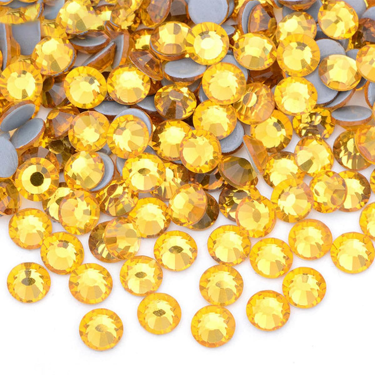 SS6 8 10 16 20 30 Citrin AB Glaskristall Hot Fix Strasssteine zum Aufbügeln Glitzerstein in Großpackung-Hotfix Topaz-SS12 100gr 14400Stk