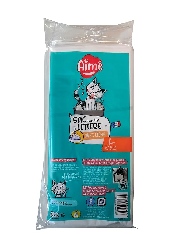 Forros para Caixa de Areia de Gatos Aimé com Cordão Branco, 12 Unidades