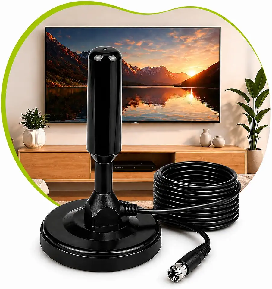 Antena Digital 4k Smart Tv Full Hd Amplificada Interna E Externa Cabo 5 Metros Base Imã - Mtones