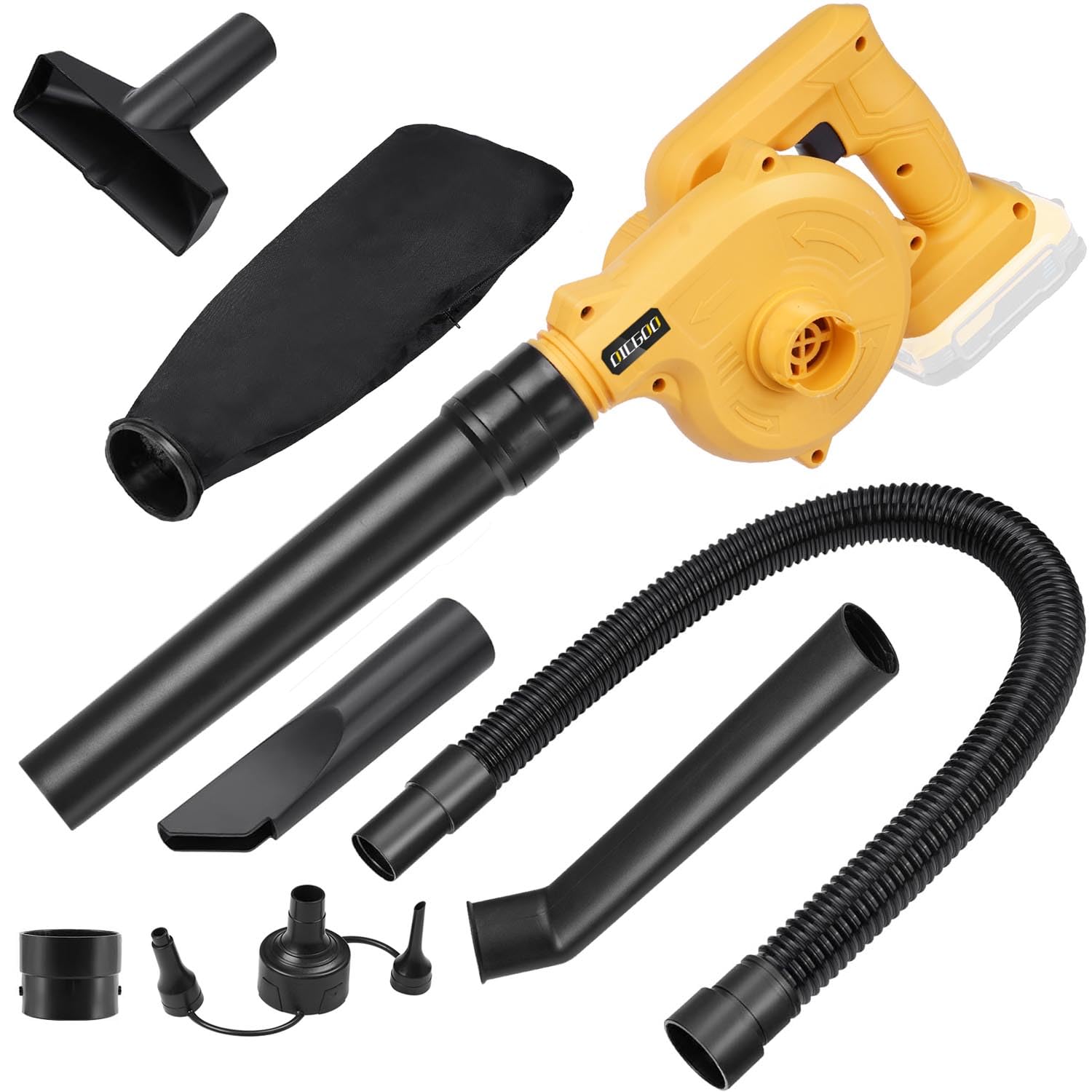 OICGOOCordless Leaf Blower for DEWALT 20V Max Battery,Handheld Electric Jobsite Air Blower 100CFM 110MPH,2-in-1 Electric Blower and Vacuum Cleaner(Battery Not Included)